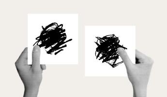Abstract Print with Halftone Effect of Hands Holding Scribbled Art Cards vector