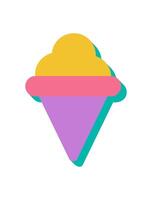 Colorful icecream icon in flat style. Modern dessert shape with a playful cone element. Abstract representation of fun, minimal design, perfect for retro themes and graphic applications. vector