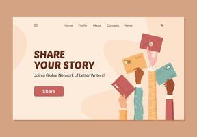 Customer feedback banner with cartoon hands holding colorful envelopes. Vibrant survey and communication concept for satisfaction and review. Ideal for service promotion, sharing experiences, vector