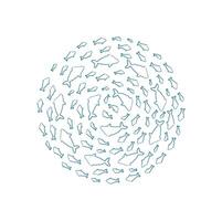 Chalk fish school pattern. Many silhouettes of aquatic creatures swim in the ocean. Abstract design, undersea concept, perfect for summer projects and marine life illustrations. vector