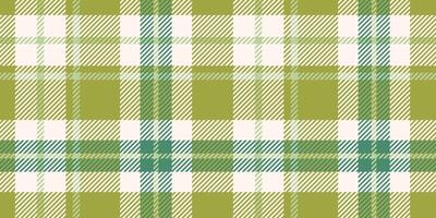 Seamless green, light green, and beige plaid pattern with diagonal striped details. Geometric textile design for backgrounds and print vector