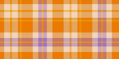 Seamless orange, beige, and purple plaid pattern with bold diagonal striped details. Geometric textile design for backgrounds and print vector