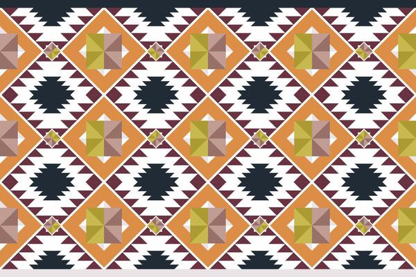 A geometric Seamless pattern with vibrant colors and intricate diamond shapes creating bold, symmetrical design