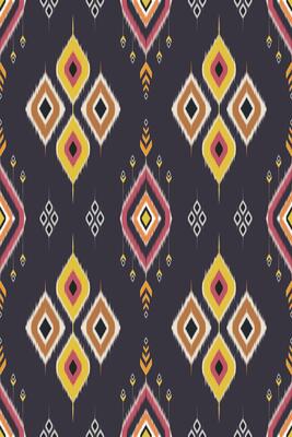 Abstract Colorful geometric pattern with diamond shapes and abstract floral motifs