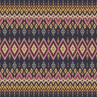 Abstract ikat pattern Colorful geometric with diamond shapes and abstract floral motifs vector