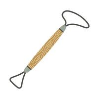 Professional pottery instrument. Double sided tool with wooden texture, metal loop for shaping clay. Equipment for sculpture. vector