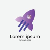 Gradient finance logo with rocket and bar chart vector