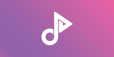 Music logo with not icon and play button in glyph style vector