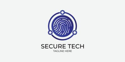 Tech logo with fingerprint vector