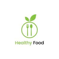 Spoon and fork logo for healthy food brand vector