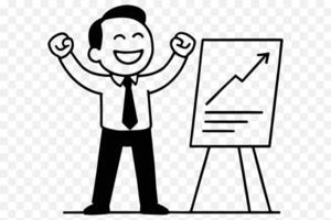 Happy Office Worker Celebrating Success Growth Chart Cartoon vector