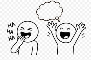Joyful Cartoon Doodle Characters Laughing and Cheering Comic Illustration with Thought Bubble vector