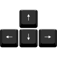 Arrow keys on black keyboard for computer or gaming control png