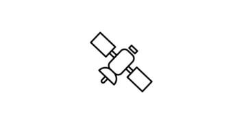 Animated Satellite Line Icon with Moving Signal Waves and Floating .4k icon animation video