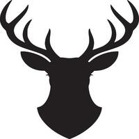 A silhouette of a deer head with antlers on a white background simple and minimal art work style vector