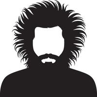 Silhouette of a person with long hair and a mustache on a white background in a drawing vector