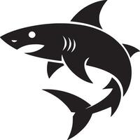 A bold black shark illustration swimming with a white background in a simple, modern, graphic style vector