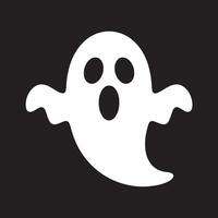 A simple white ghost with three black holes for eyes and mouth on a black background image design vector