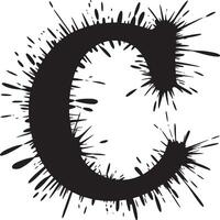 A black letter c with paint splatter effect on a white background in a graphic design style art vector