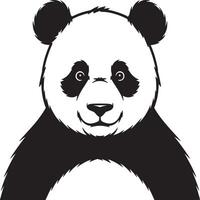 A stylized black and white illustration of a panda bear with a friendly expression on its face vector