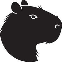 A black silhouette of a capybara head in profile with visible eye ear and nose on a white background vector