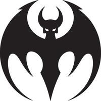 Silhouette of a horned bat figure with glowing eyes on a white background simple graphic design vector