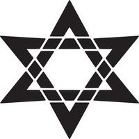 A black and white star of david symbol with small triangles forming the inner structure design shape vector