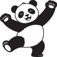 A cheerful cartoon panda bear with arms raised and a happy expression against a white background vector