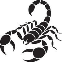 A graphic illustration of a black scorpion with its tail curved over its back on a white backdrop vector