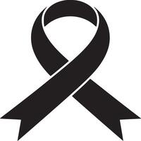 A simple graphic of a black awareness ribbon on a white background in a minimalist style design vector