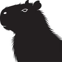A simple black and white silhouette of a capybara facing left with a white background image art vector