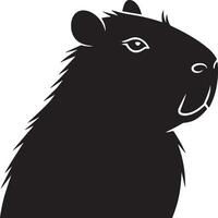 A black silhouette of a capybara against a white background in a simple and clean illustration style vector