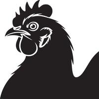 A striking black and white image showcasing the detailed silhouette of a rooster's head profile view vector