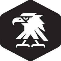 A stylized white eagle emblem within a black hexagon shape on a white background design element vector