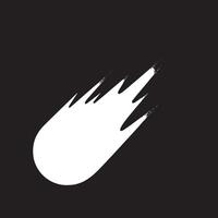 Illustration of a comet with a white round head and orange tail on a black background view from above vector