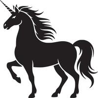 A black unicorn with long mane on a white background vector