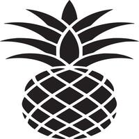 A black and white graphic of a pineapple with a crosshatch pattern and spiky leaves on top design vector