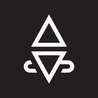 A black square containing two white triangles and two curved lines in a minimalist design style vector