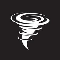 A white tornado graphic with swirling lines isolated on a stark black background illustration art vector
