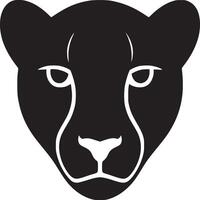 A graphic illustration of a black panther head with white accents on a white background design style vector
