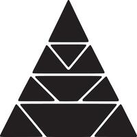 A black and white image of a pyramid made of triangles and other geometric shapes on a white background vector