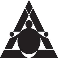 A geometric design featuring triangles circles and a crescent shape in black and white monochrome style vector