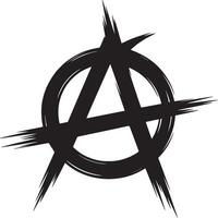 A stylized anarchy symbol in black with rough edges on a plain white background illustration vector