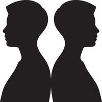 Two silhouettes of two people facing each other vector
