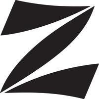 A bold black letter z graphic design on a white background with a modern and abstract design style vector