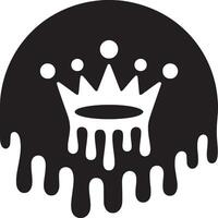 A dripping black circle with a white crown in the center and white dots above it in the shape of an arc vector