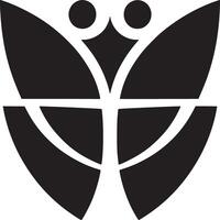 Abstract design featuring two figures with leaf like shapes in a symmetrical arrangement on white vector