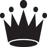 A simple black crown with five round embellishments on a white background in a minimalist style vector