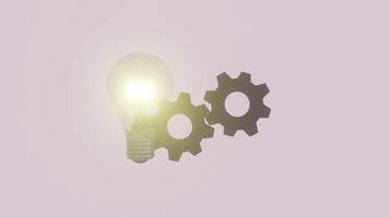 Glowing Light Bulb with Turning Gears Innovation and Idea Concept 3D Animation video