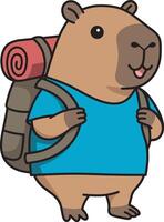 Capybara with backpack ready for adventure Illustration vector